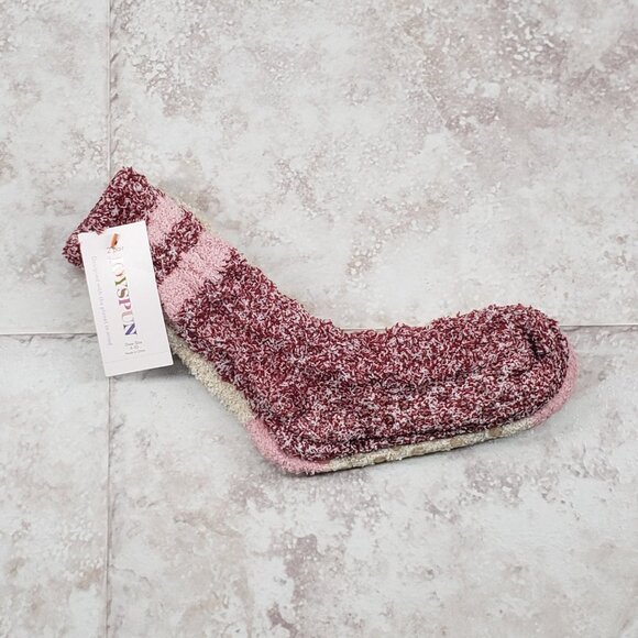 Booties Crew Fuzzy Grippers Joyspun Lounge Non Slip 2 Pair Socks Womens Sz 4-10 - Picture 2 of 7